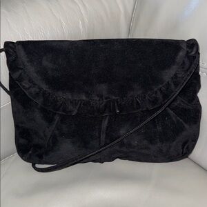 Vintage Black Velvet Crossbody Bag